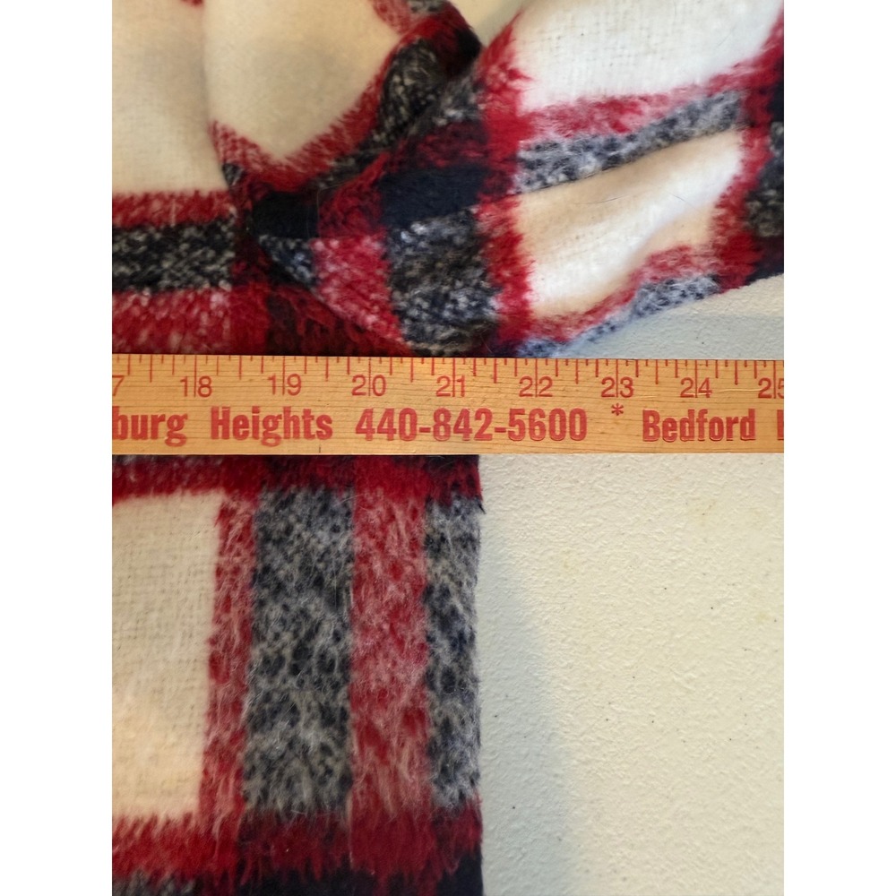 Abercrombie & Fitch Wool Blend Plaid Coat Jacket Red Black White Womens M Winter - Picture 10 of 11